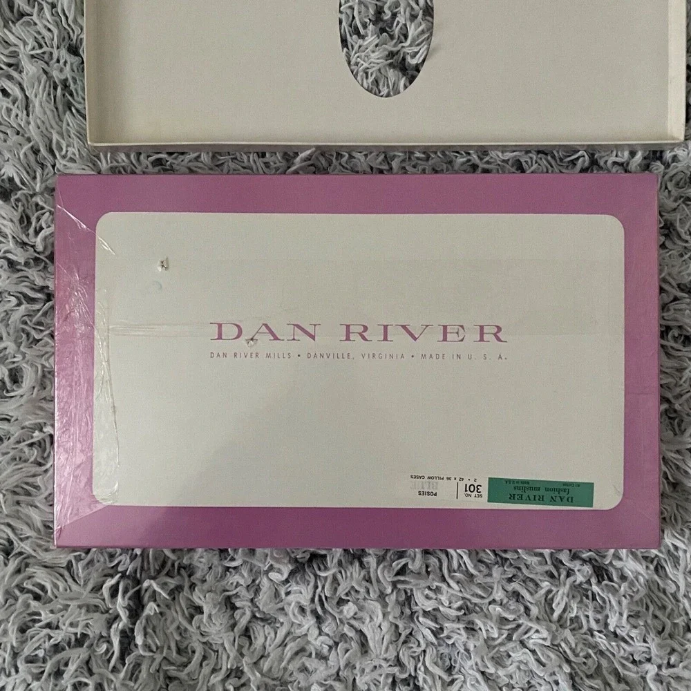 Vintage Dan River Fine Muslin Cotton Pillow Cases New- Only Top Lid Opened (NOS)